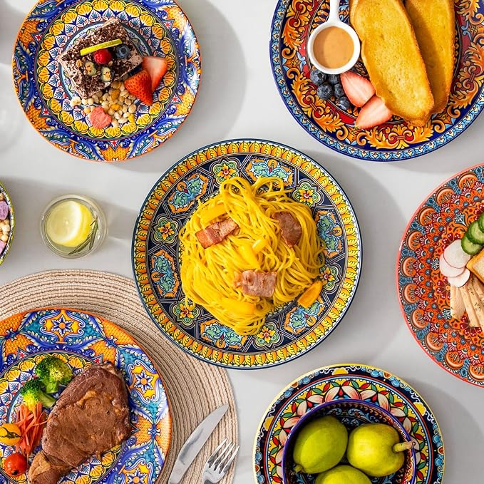 vancasso Colorful Dinner Plates Set of 6, 10.5 Inch Ceramic Kitchen Plates | - Image 9