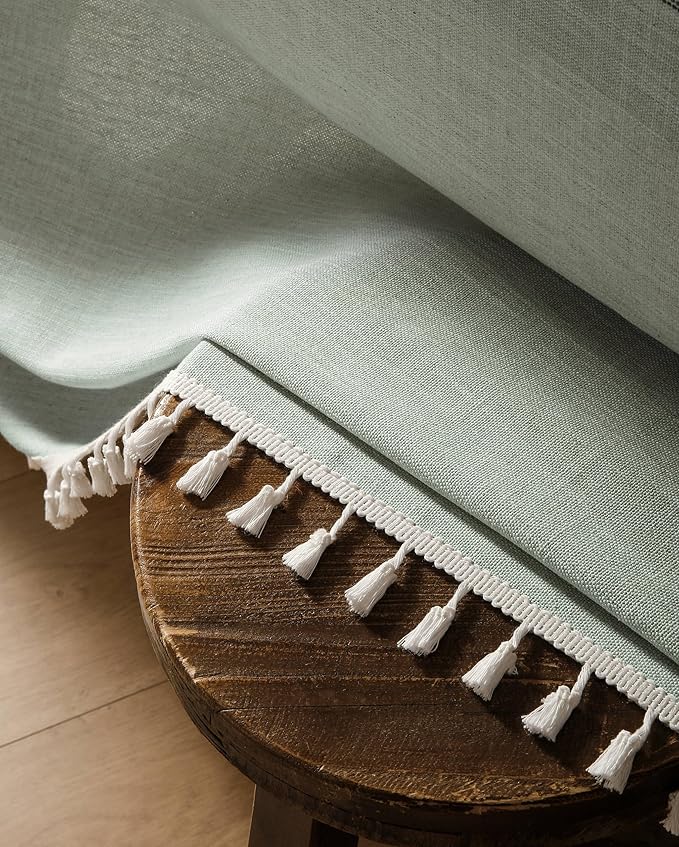 ZeeMart Contrast Linen Table Cloth Square Table Cloths 52x52 Inch Green, Farmhouse Style Heavy Weight Sage Green Tablecloth, Water Resistant Burlap Tablecloths 