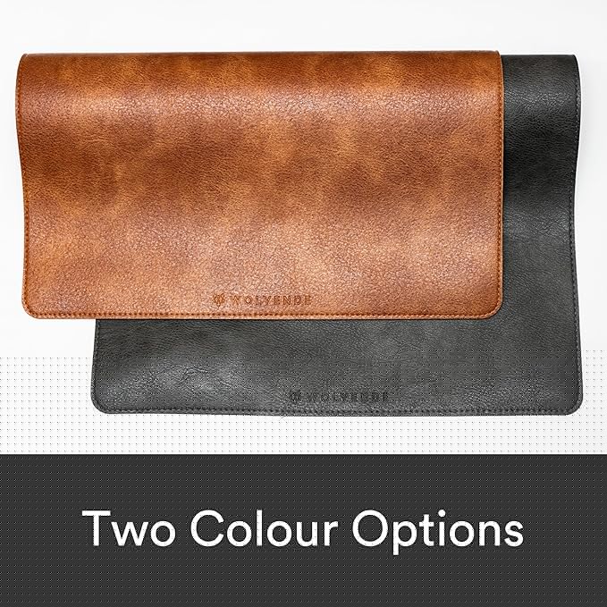 Premium Distressed Faux Vegan Leather Desk Mat | Multifunctional Desk Pad for Home Office | (Black/Grey, 15.75" x 36")