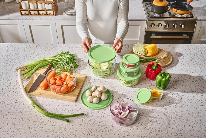 16-Piece Glass Food Storage Containers Set | 1-Cup, Leakproof | Microwave - Image 4