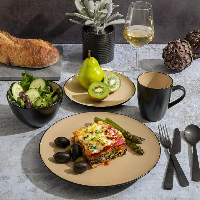 Gibson Elite Soho Lounge 16-Piece Round Reactive Glaze Stoneware Dinnerware Set - Image 6