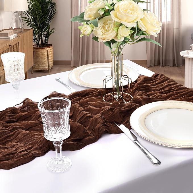 6 Pack 10Ft Brown Cheesecloth Table Runner 23 x 120 Inch | Gauze Rustic Boho - Image 6