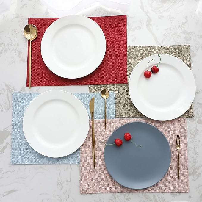 Home Brilliant Placemats Set of 6 Red Place Mats Decoration Heat Resistant Dining Table Place Mats Machine Washable Valentine's Day Kitchen Table Mats, 13x19 inch, Burgundy