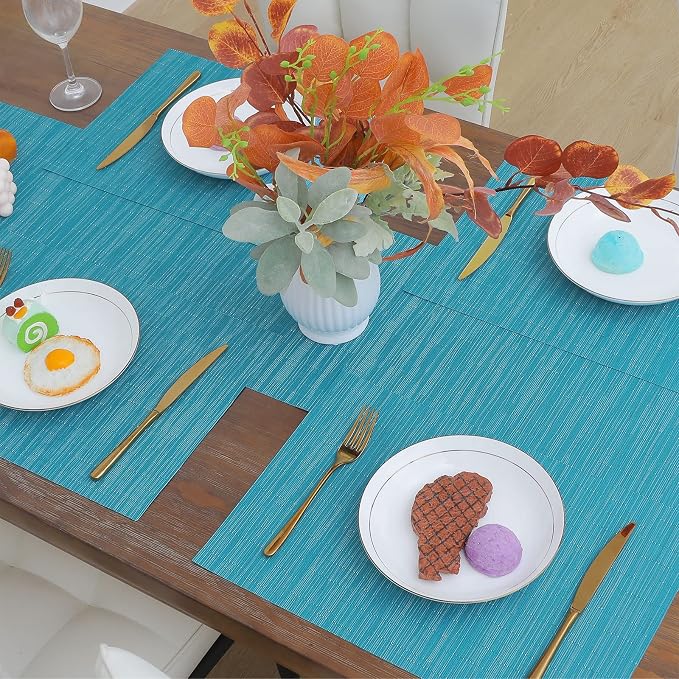 SHACOS Woven Vinyl Placemats Set of 4 Non Slip Heat Resistant Place Mats - Image 9