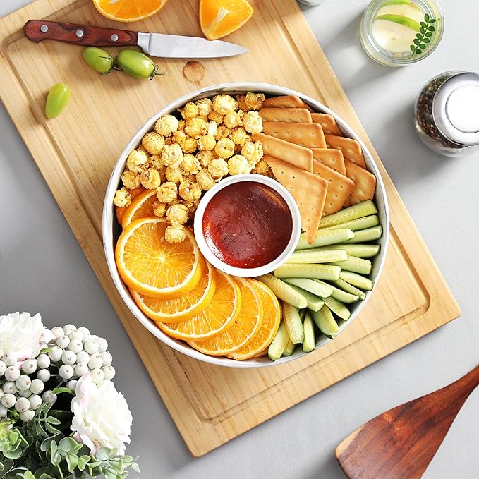 MALACASA Large Serving Bowls, 114 OZ Ceramic Salad Bowls Set of 2 | Marble Grey - Image 8