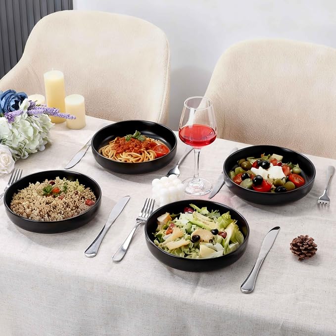 LIANYU Pasta Salad Bowls Set of 4, 33oz Stoneware Serving Kitchen Bowl - Image 7