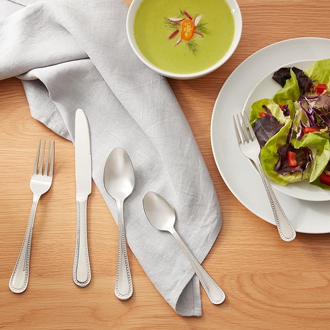 Amazon Basics Silverware Set, Stainless Steel Flatware, Dishwasher Safe - Image 8