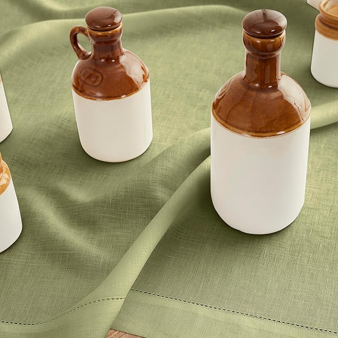 Solino Home 100% Pure Linen Table Runner Moss Green Hemstitch, 14 x 72 in | - Image 9