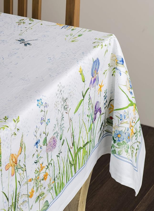 Maison d' Hermine Table Cloth Rectangle Table 100% Cotton 60 x 108 Inches Tablecloth Reusable Decorative for Dining Room Farmhouse Home Valentines Day Decorations Spring Summer - Fleurs De Mai