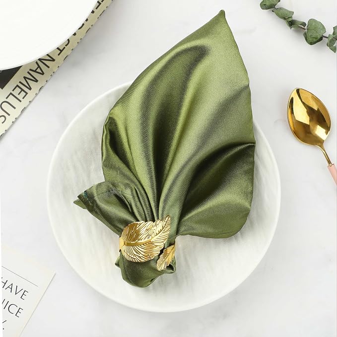 Napkin Rings Set of 24, Shiny Gold Napkin Rings, Easy Care, Solid Metal Laurel - Image 7