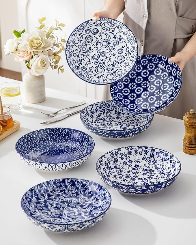 vancasso SELENE 50 oz Large Pasta Bowls Set of 6, Porcelain Serving Bowls - Image 9