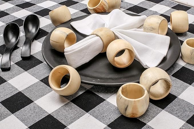 Wooden Napkin Rings Set of 12, Boho | Natural wood, handcrafted, rustic - Image 9
