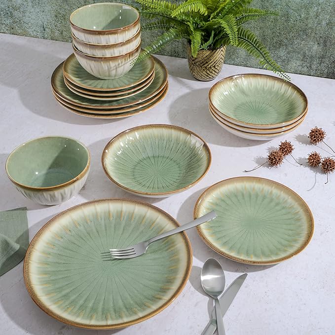 Gibson Elite Mayfair Bay 16-Piece Embossed Double Bowl Dinnerware Set, Service - Image 7