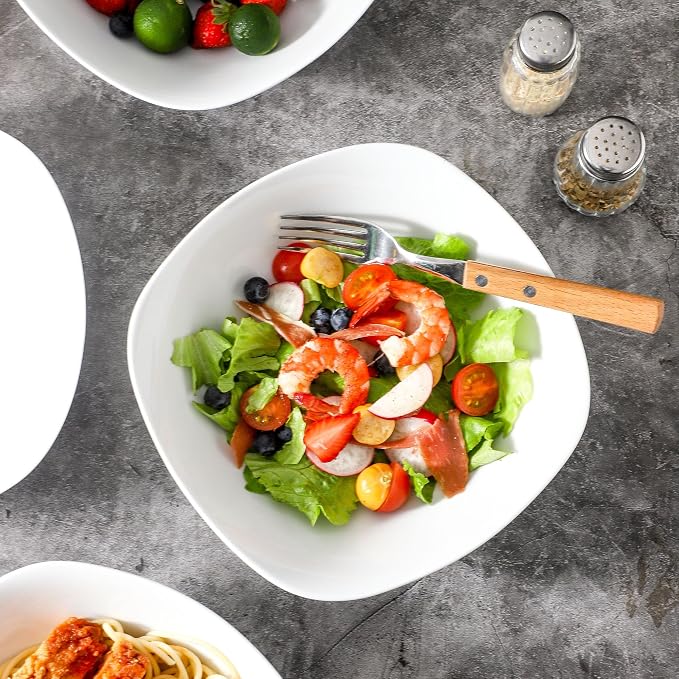 fMBB 4pcs Large Pasta Bowls, 35 OZ Porcelain Deep Dinner Plates, Big Salad - Image 7
