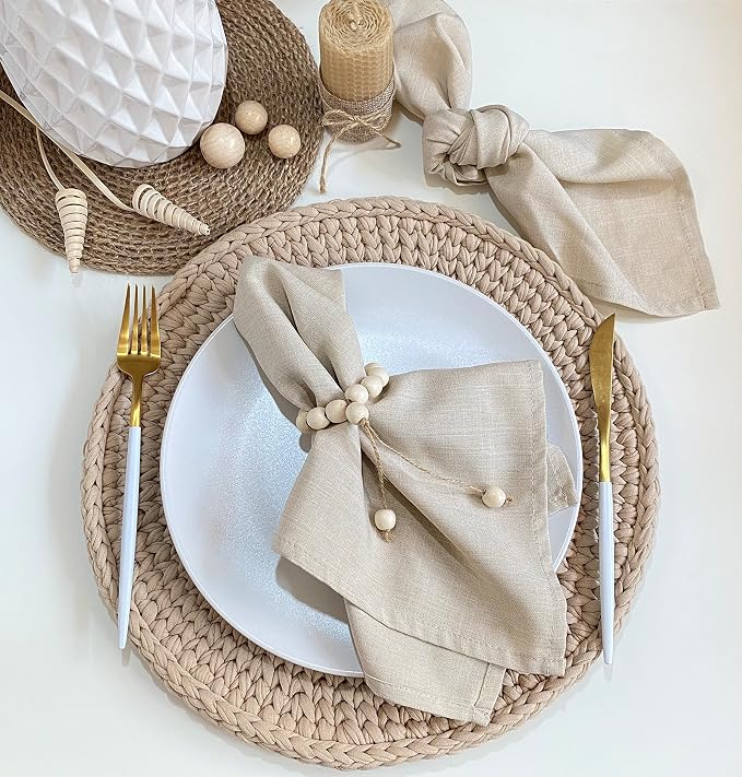 Handmade Napkin Ring with Wood Beads & Jute Twine - Image 9