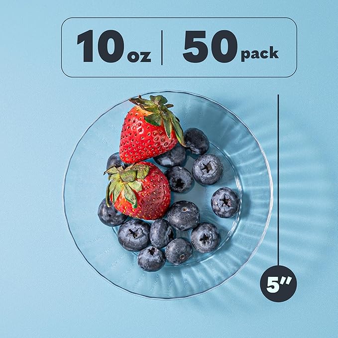 PLASTICPRO 50 Pack Plastic Bowls Crystal Like 10 oz Bowls Elegant Clear Plastic - Image 7