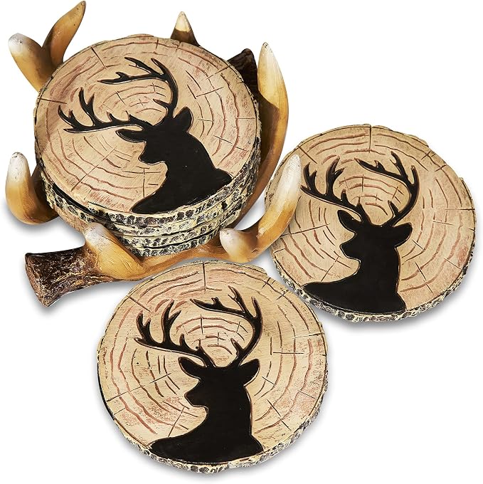 Deer Antlers Coaster Set of 6 – Handcrafted Deer Antler Decor and Man Cave Gifts - Image 6