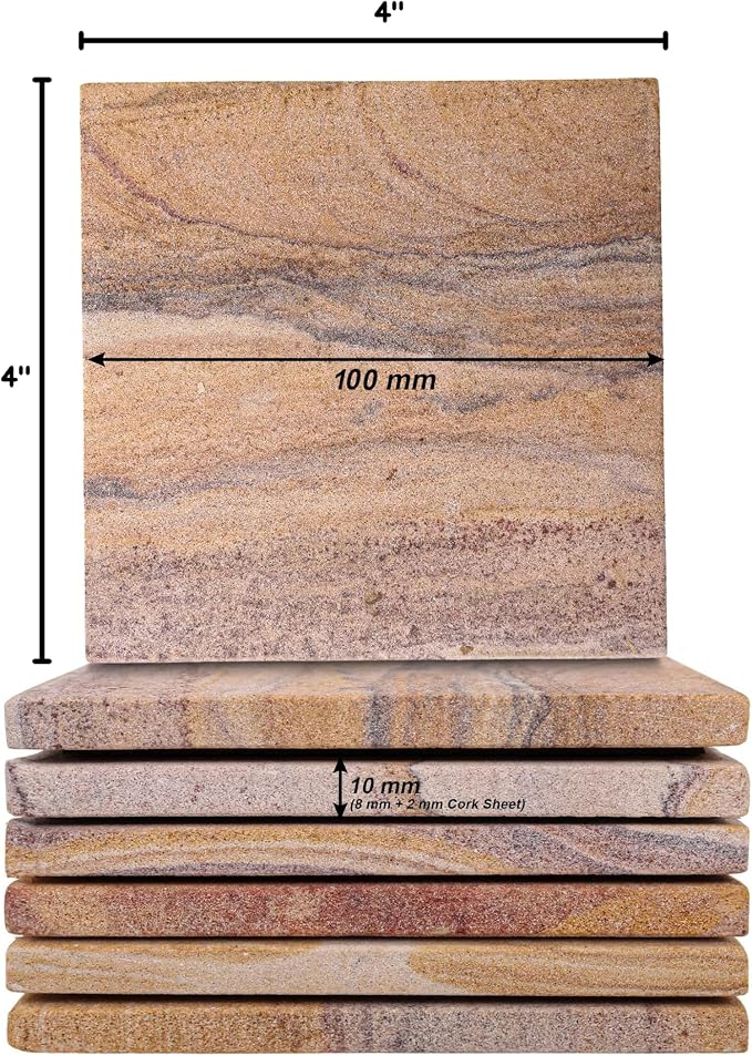 Sandstone Water Absorbent Hand Crafted Square Coasters - Image 10