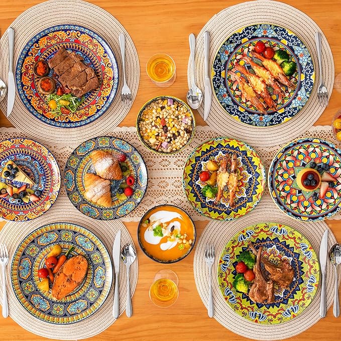 vancasso Plates and Bowls Sets, 12-Piece Porcelain Dinnerware Set Service - Image 9