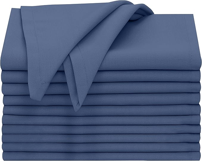 Ruvanti Cloth Napkins Set of 12, 18x18 Inches, 100% Cotton, Washable, Soft & Absorbent, Perfect for Wedding, Christmas, Thanksgiving Dinners - Bijou Blue