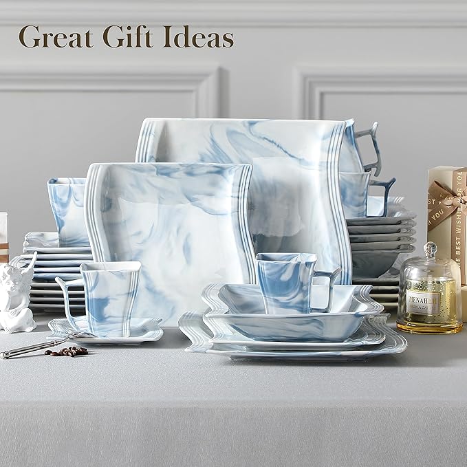 MALACASA Dinnerware Sets for 6, 30 Piece Porcelain Plates and Bowls Sets - Image 7