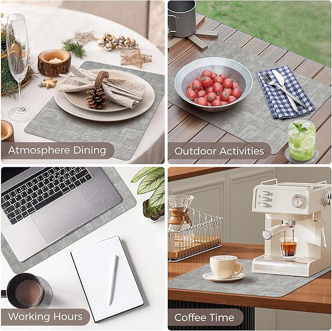 NCUE Vinyl Placemats Set of 8, Heat Resistant, Nonslip Faux Leather Waterproof - Image 6