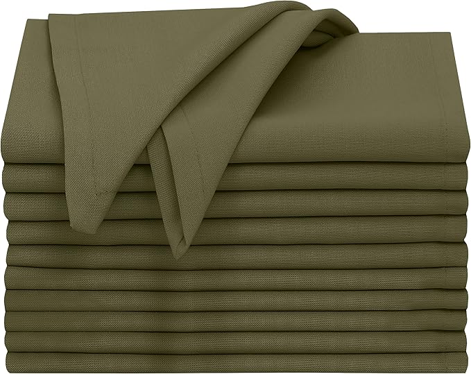 Ruvanti Cloth Napkins Set of 12, 18x18 Inches, 100% Cotton, Washable, Soft & Absorbent, Perfect for Wedding, Christmas, Thanksgiving Dinners - Capulet Olive