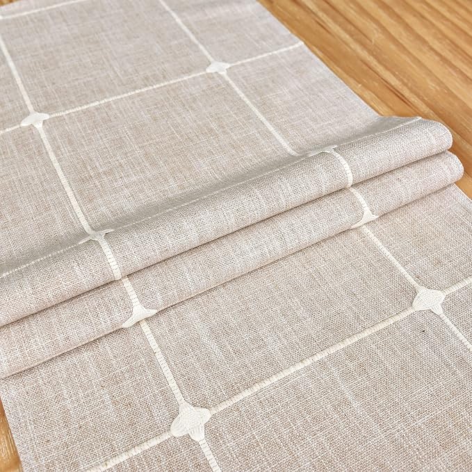 NEWISHER Rustic Embroidered Plaid Cloth Small Table Runner 36 inches | - Image 6