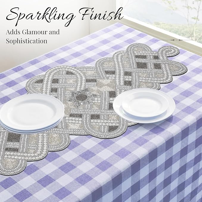 Handmade Beaded Table Runner 13 x 36 Inch, Elegant Dining Table Centerpiece - Image 9