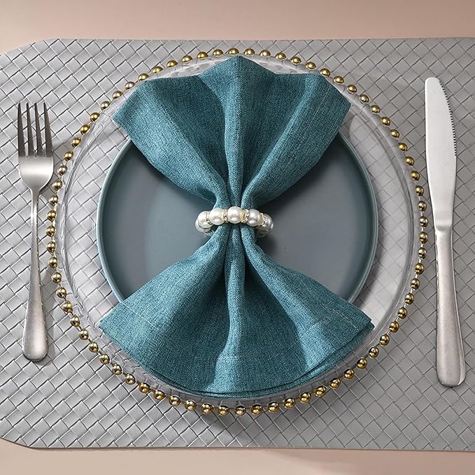 100 Pcs Silver Disposable Napkin Rings Imitation Pearl Ring Napkin Holder - Image 8