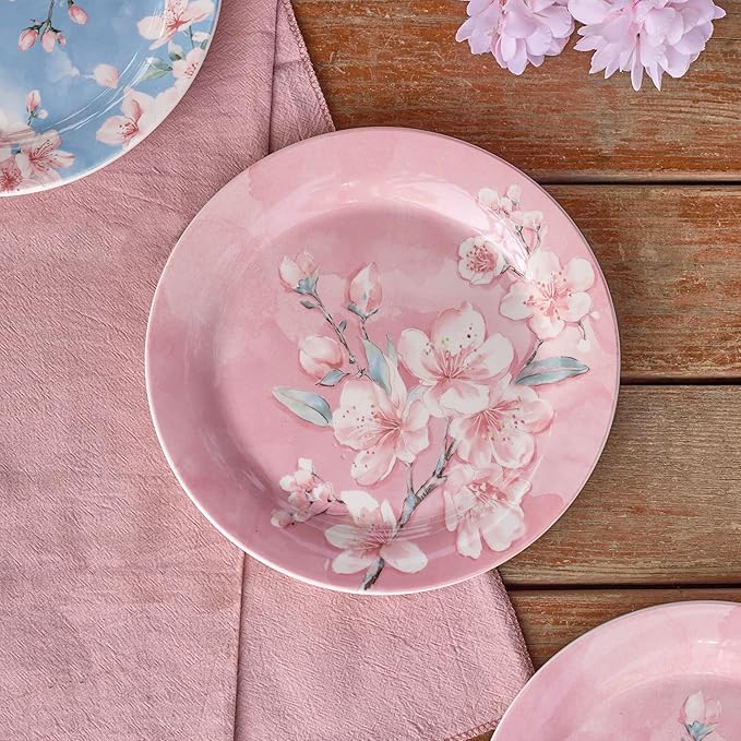 Bico Spring Sakura Salad Plates Set of 4, 8.75 Inch Ceramic Dessert Plates - Image 5
