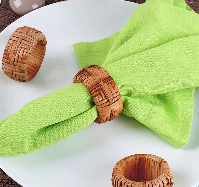 Farmhouse Napkin Rings Set of 12, Hand-Woven Napkin Ring - Image 9