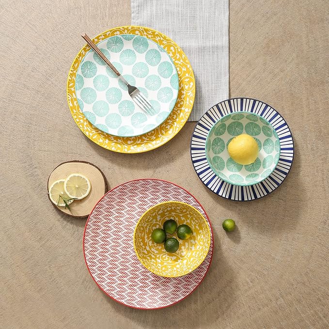 Selamica Ceramic Dinnerware Sets, 12-Pieces Plates and Bowls Sets, Scratch - Image 5