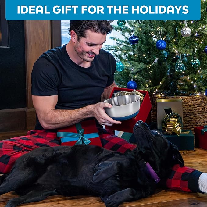 Master Pet Supply Stainless Steel Dog Bowls Set of 2 with Extra Thick Silicone Base - 8 Cup (64 oz) Black Velvet, Non-Slip, Dishwasher Safe Metal Bowls, Pet Dog Food Bowl for Dogs, Cats, Anti Rust