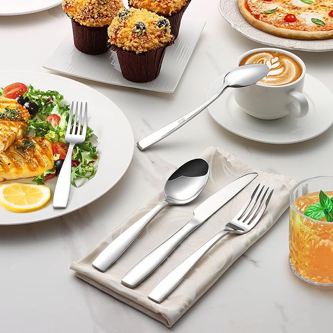 Onader 60 Piece Heavy Duty Silverware Set, Stainless Steel Flatware Cutlery Set - Image 8
