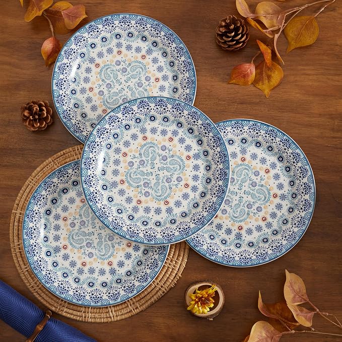 Bico Blue Talavera Salad Plates Set of 4, 8.75 Inch Ceramic Dessert Plates - Image 8