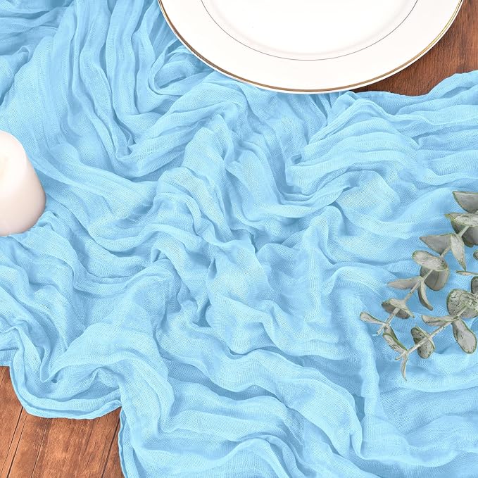 Pesonlook Cheesecloth Table Runner Light Blue, 10 Pack 17.7x108 inch, Long | - Image 9