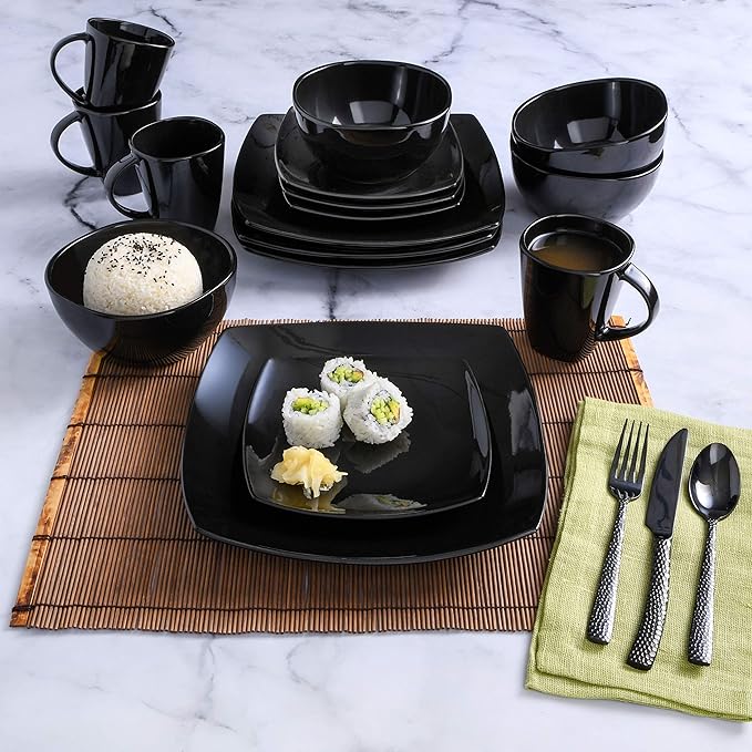 Gibson Elite Soho Lounge Square Reactive Glaze Stoneware Dinnerware Set - Image 6