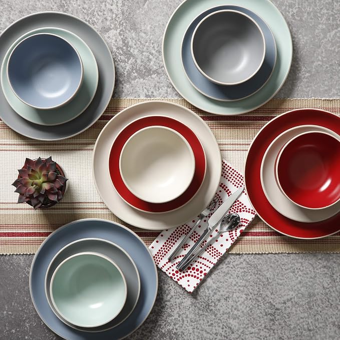 Gibson Home Rockaway 12-Piece Round Stoneware Dinnerware Set, Service - Image 7