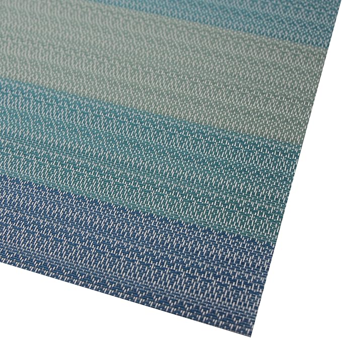 Placemats Washable Easy to Clean PVC Placemat for Kitchen Table Heat-resistand Woven Vinyl Hard Table Mats 12x18 inches Set of 4 (Blue)
