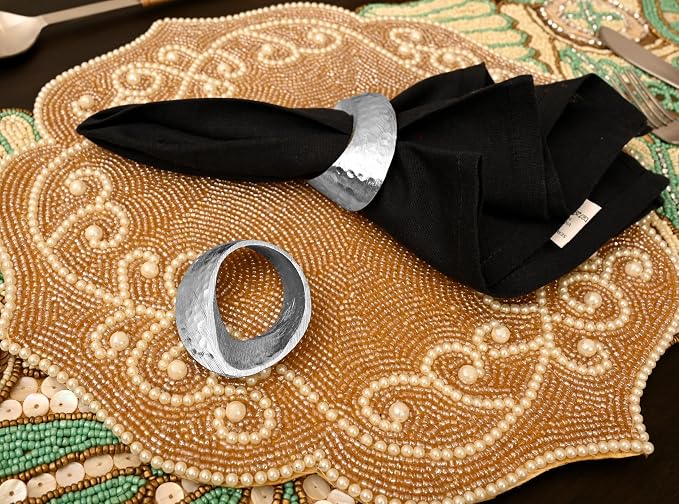 Silver Metal Napkin Rings, Mobius Loop Design, electroplated finish, holiday - Image 9