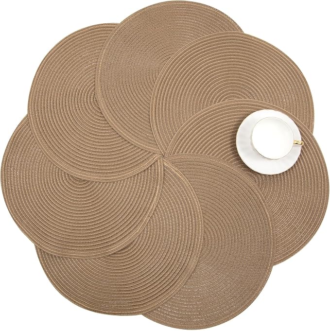 SHACOS Round Placemats Set of 4 Woven Braided Kitchen Table Placemats 15 inch - Image 9