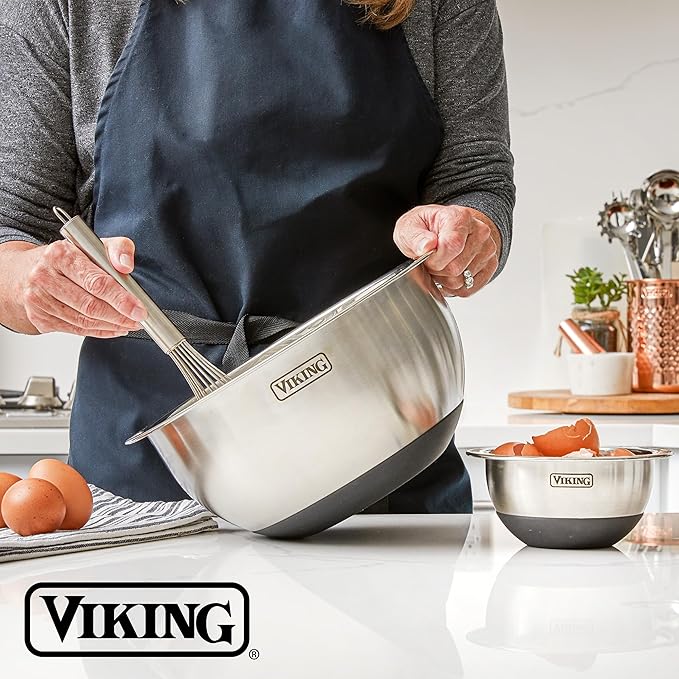 Viking Mixing Bowls Set, 10 Piece Stainless Steel Kitchen Cookware, Non-Slip - Image 6