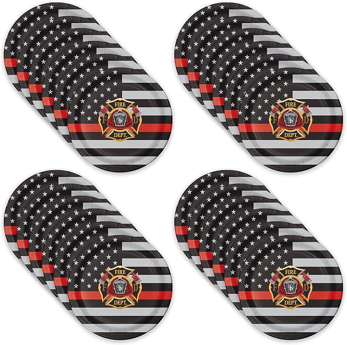 Havercamp Thin Red Line Plates-24 Pack-9 Inch-Firefighter Party Plates | Set of - Image 4