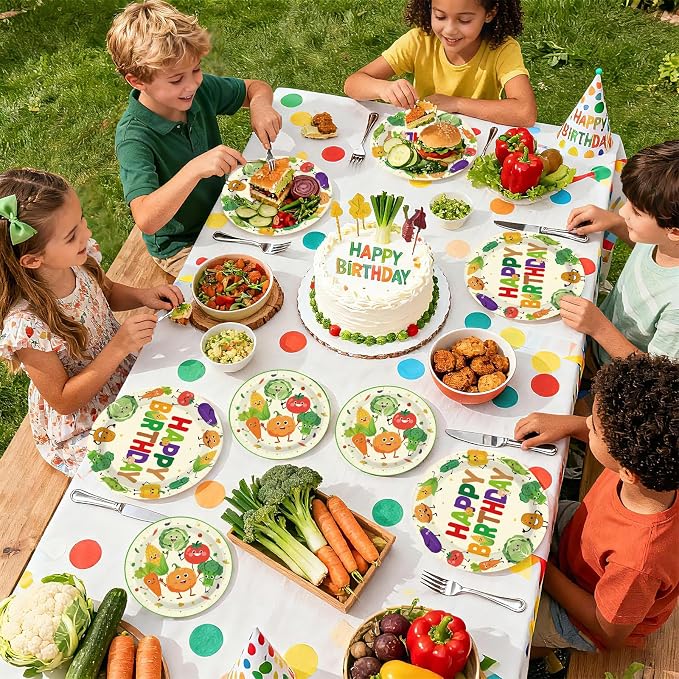 96Pcs Vegetable Birthday Party Decorations, Serves 24 | Cute Vegetable Plates - Image 8