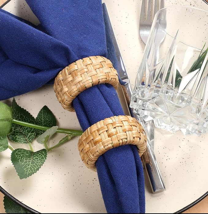 Lightnpro Natural Rattan Decorative Napkin Rings Set of 12, Serviette Napkin - Image 9