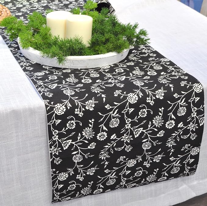 Floral Table Runner Vintage Flowers Botanical Design Rustic Grand Millennial - Image 9