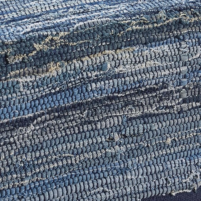 Park Designs Indigo Blue Chindi Table Runner 13" x 36" | Woven Cotton | - Image 3