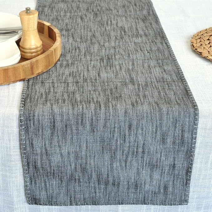 Dining Table Runner with Decorative Stitch at Edge Short Dresser Scarf Dining - Image 8