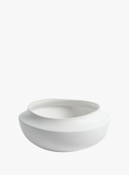 Modern Coastal Ceramic Bowl Matte White, Minimalist Decorative or Serving Bowl, Available in Small and Large Sizes (Large 12.5 x 5.5 Inch)